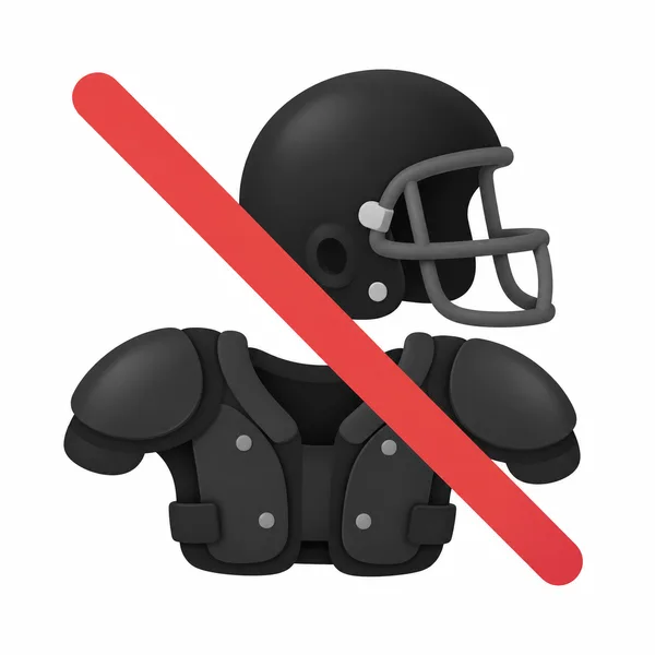 A football helmet and shoulder pads crossed out with a red line.