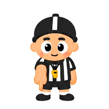 Referee signalling offside or an illegal rush: one arm pointing down at the ground just ahead of him.