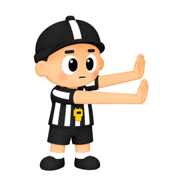 Referee signalling pass interference: standing upright, both arms held out in front with palms open and facing forward.