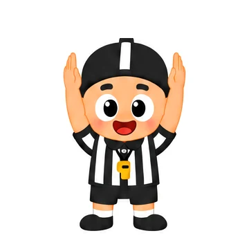 Referee signalling a touchdown: both arms raised straight above his head, palms facing each other.